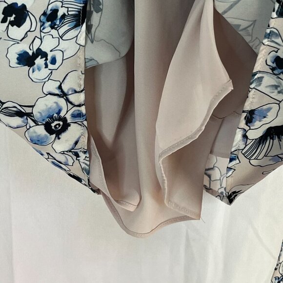 Parker Tie Waist Pink Floral Mini Dress Bishop‎ Sleeve V-Neck Size XS - Picture 10 of 12